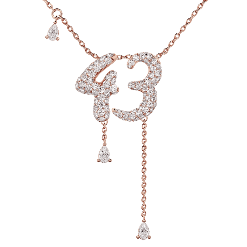 43 Pavé Diamond Numerology Necklace Rose Gold 15mm by Logan Hollowell Jewelry