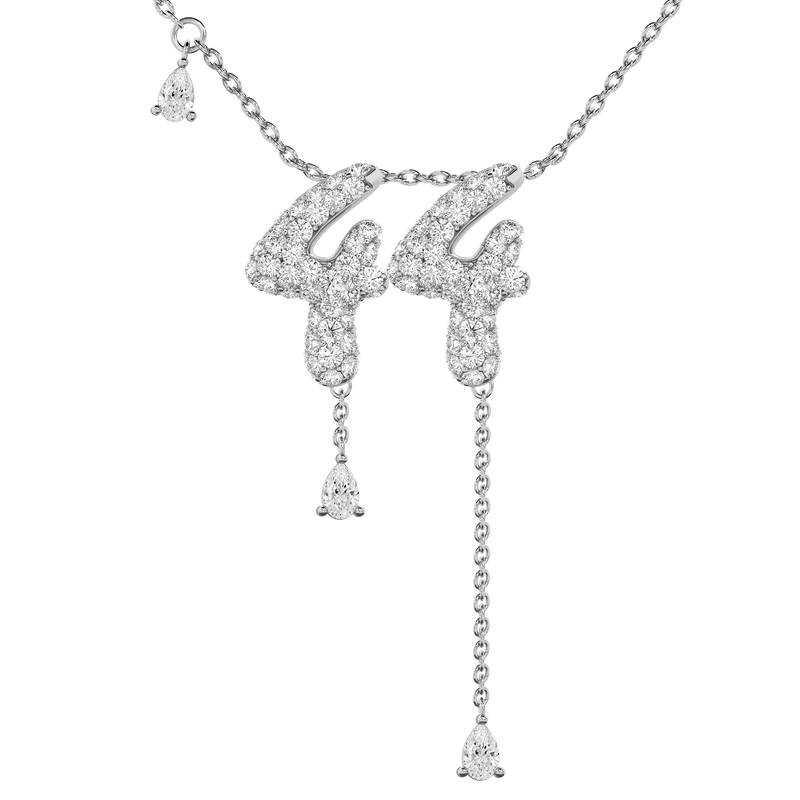 44 Pavé Diamond Numerology Necklace White Gold 15mm by Logan Hollowell Jewelry