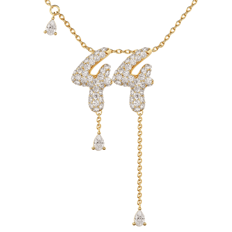 44 Pavé Diamond Numerology Necklace Yellow Gold 15mm by Logan Hollowell Jewelry