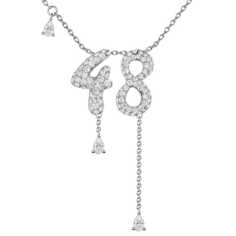 48 Pavé Diamond Numerology Necklace White Gold 15mm by Logan Hollowell Jewelry