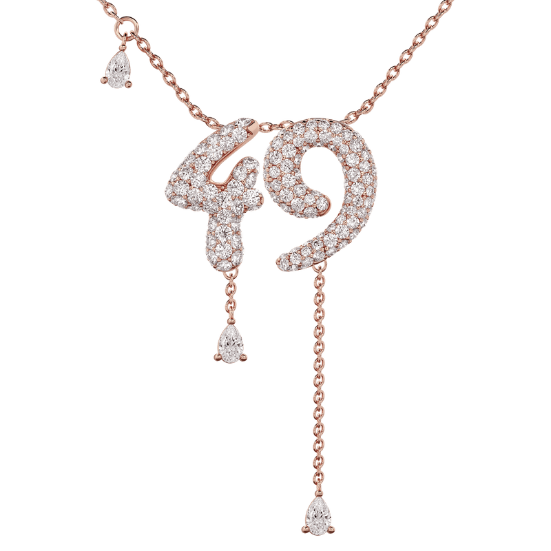 49 Pavé Diamond Numerology Necklace Rose Gold 15mm by Logan Hollowell Jewelry