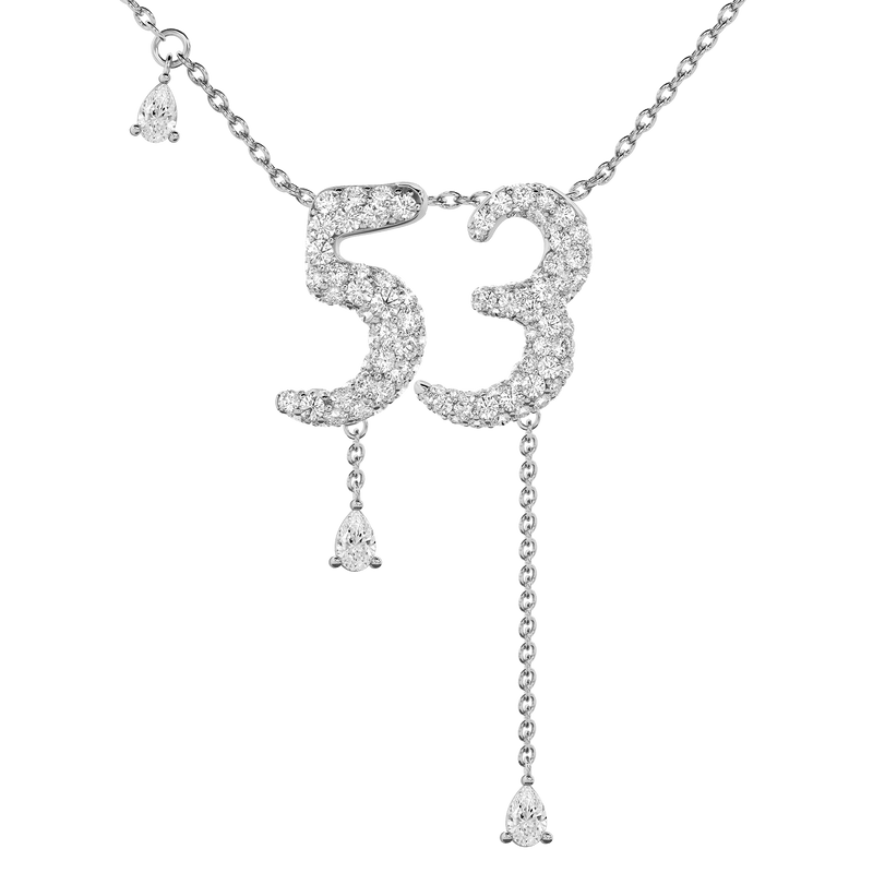 53 Pavé Diamond Numerology Necklace White Gold 15mm by Logan Hollowell Jewelry