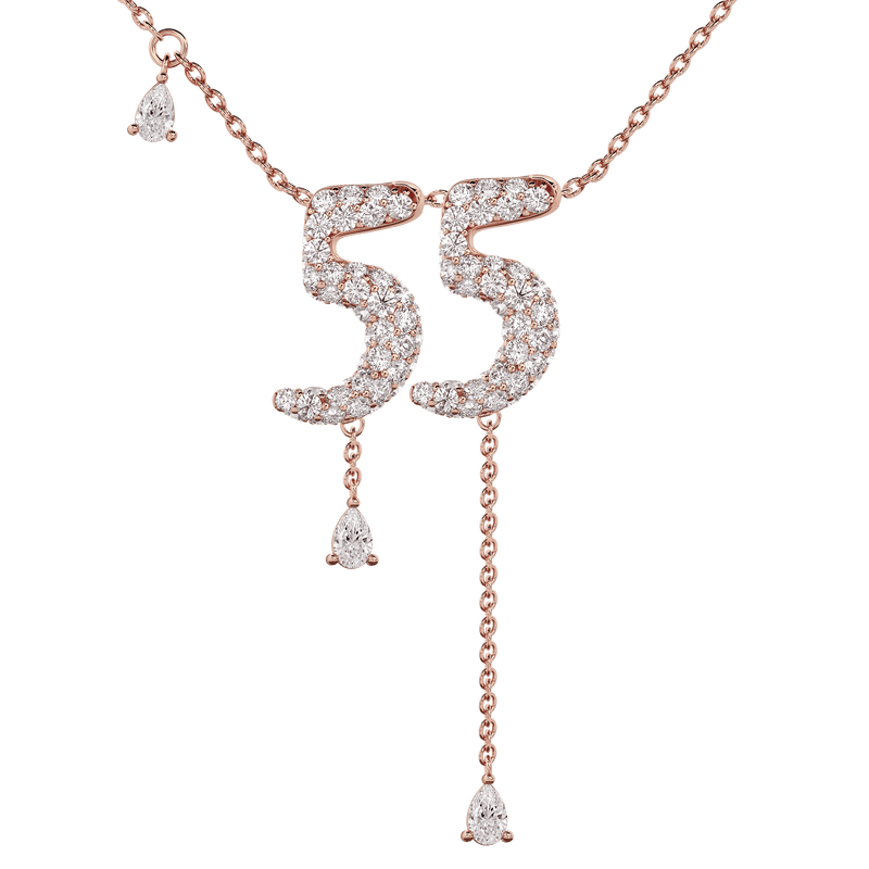 55 Pavé Diamond Numerology Necklace Rose Gold 15mm by Logan Hollowell Jewelry