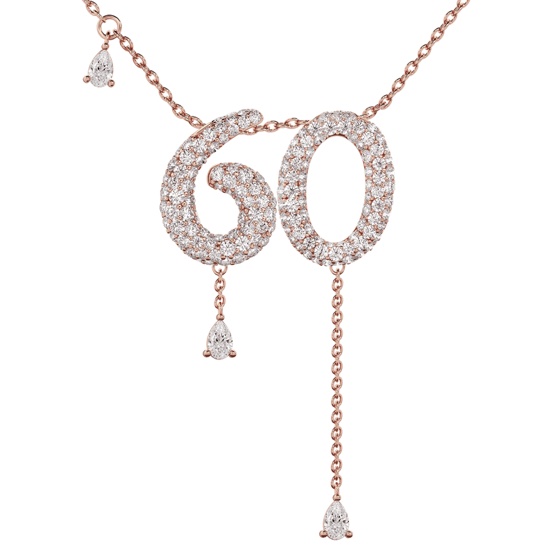 60 Pavé Diamond Numerology Necklace Rose Gold 15mm by Logan Hollowell Jewelry