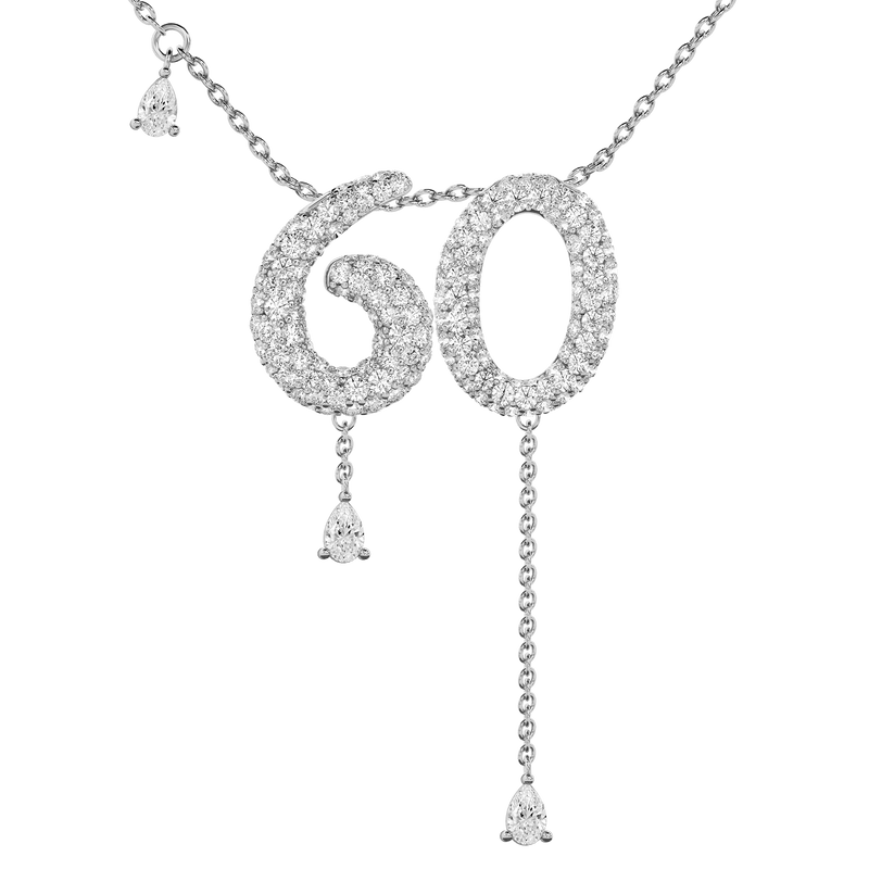 60 Pavé Diamond Numerology Necklace White Gold 15mm by Logan Hollowell Jewelry