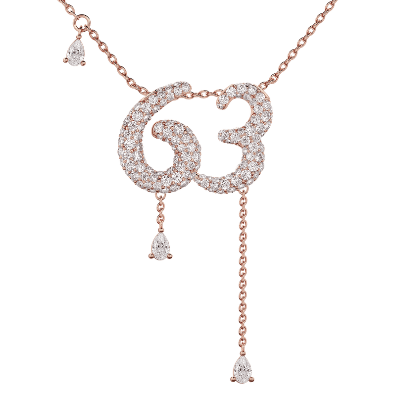 63 Pavé Diamond Numerology Necklace Rose Gold 15mm by Logan Hollowell Jewelry