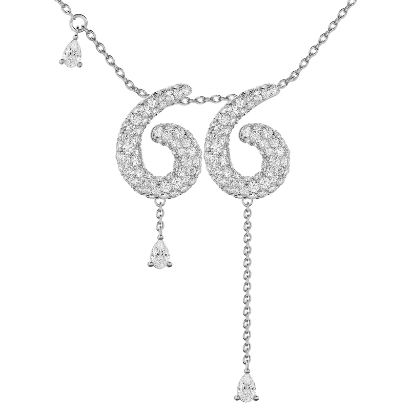 66 Pavé Diamond Numerology Necklace White Gold 15mm by Logan Hollowell Jewelry