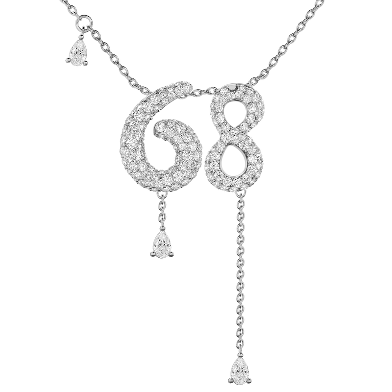 68 Pavé Diamond Numerology Necklace White Gold 15mm by Logan Hollowell Jewelry