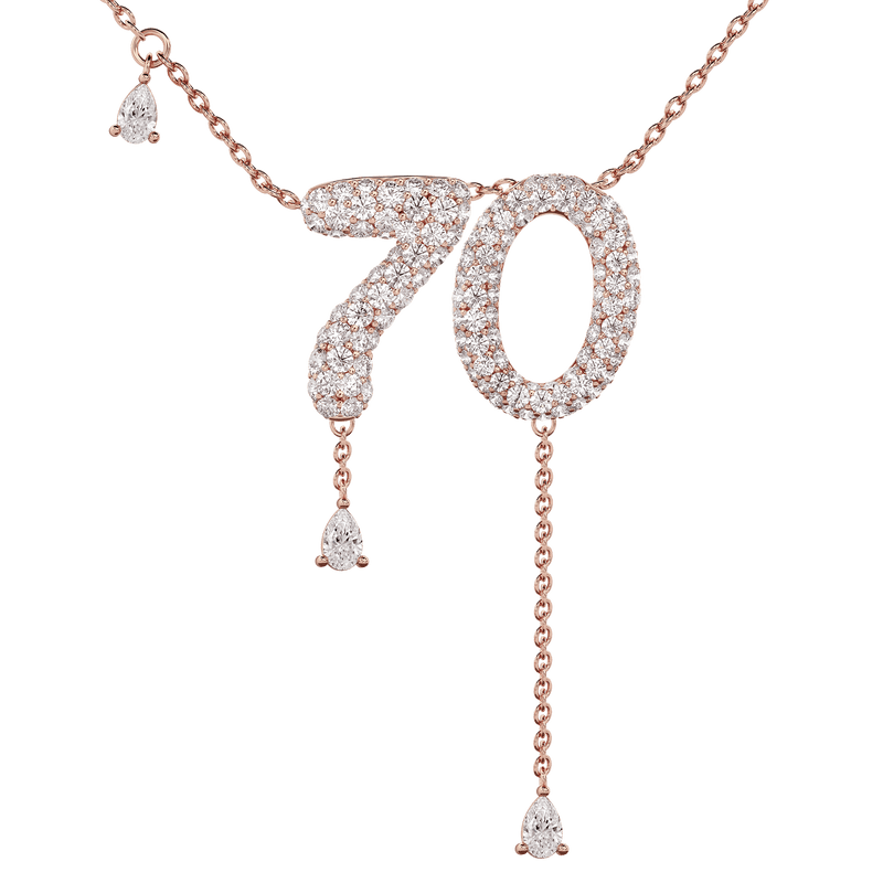 70 Pavé Diamond Numerology Necklace Rose Gold 15mm by Logan Hollowell Jewelry