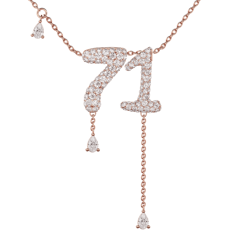 71 Pavé Diamond Numerology Necklace Rose Gold 15mm by Logan Hollowell Jewelry