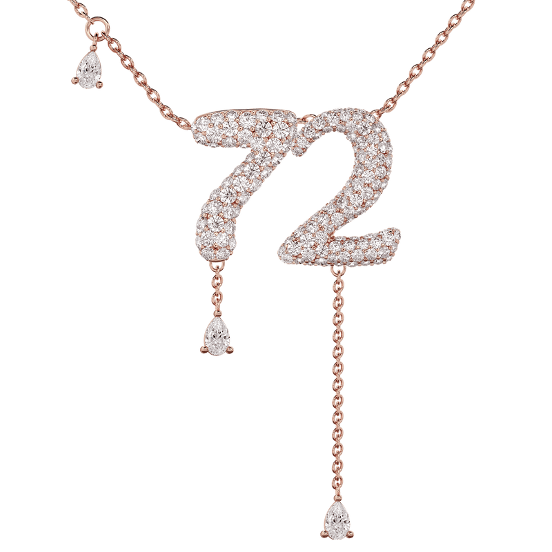 72 Pavé Diamond Numerology Necklace Rose Gold 15mm by Logan Hollowell Jewelry