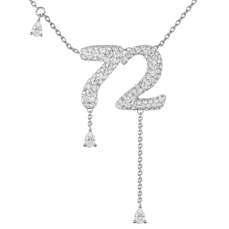 72 Pavé Diamond Numerology Necklace White Gold 15mm by Logan Hollowell Jewelry