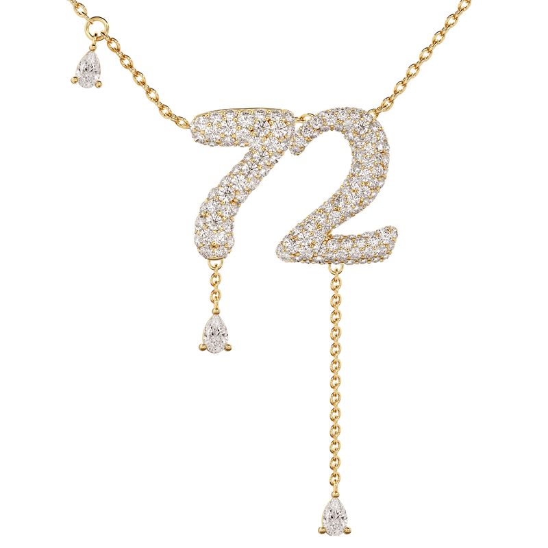 72 Pavé Diamond Numerology Necklace Yellow Gold 15mm by Logan Hollowell Jewelry