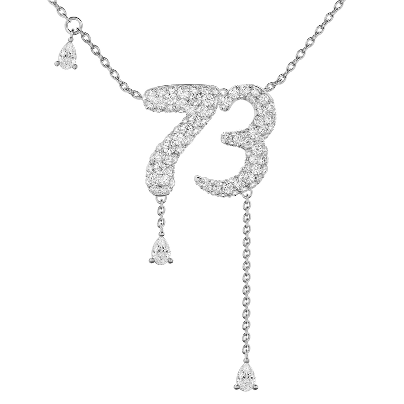 73 Pavé Diamond Numerology Necklace White Gold 15mm by Logan Hollowell Jewelry