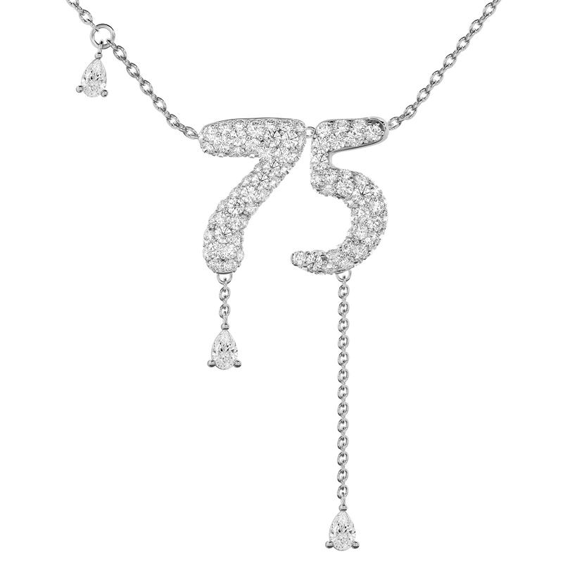 75 Pavé Diamond Numerology Necklace White Gold 15mm by Logan Hollowell Jewelry