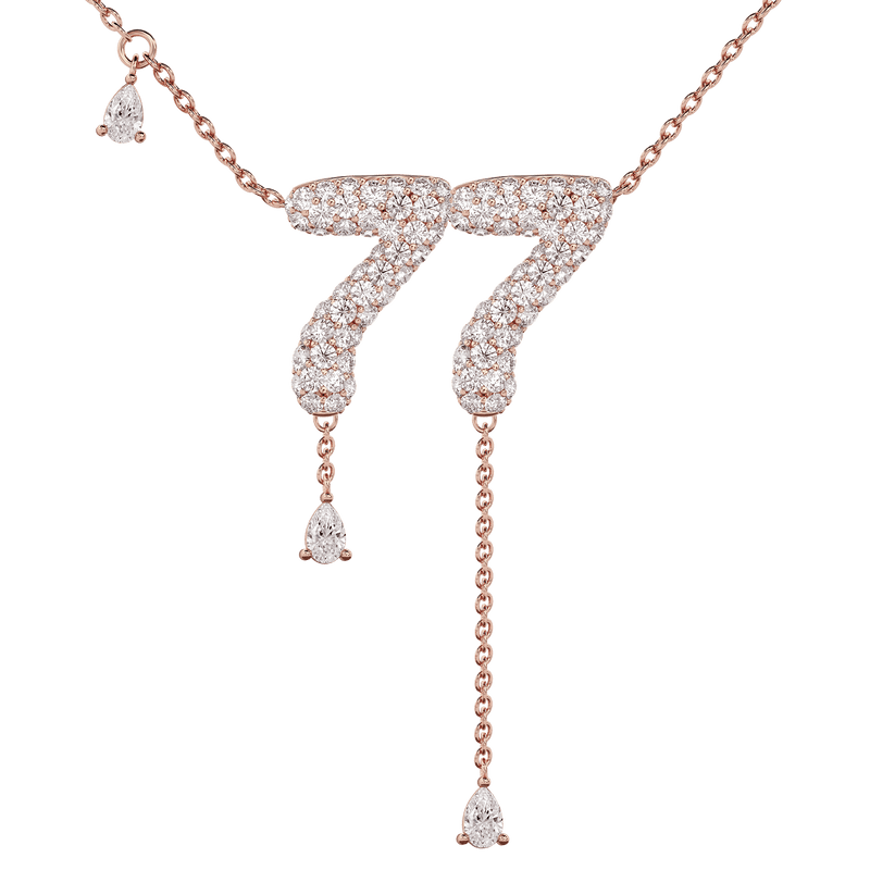 77 Pavé Diamond Numerology Necklace Rose Gold 15mm by Logan Hollowell Jewelry