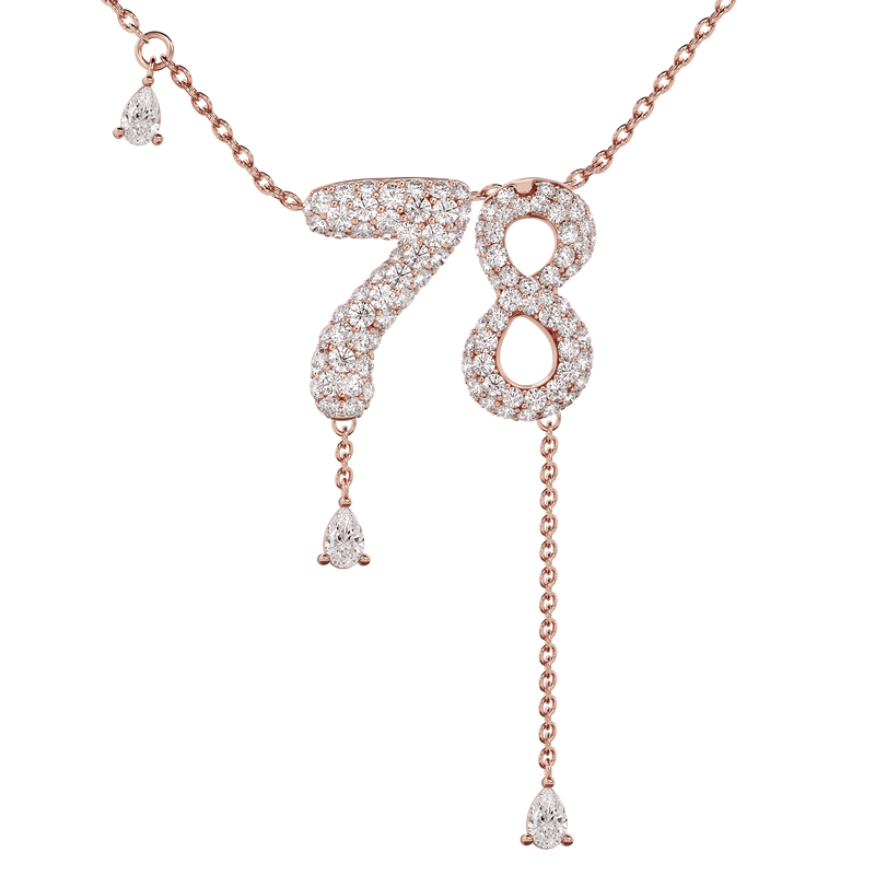 78 Pavé Diamond Numerology Necklace Rose Gold 15mm by Logan Hollowell Jewelry