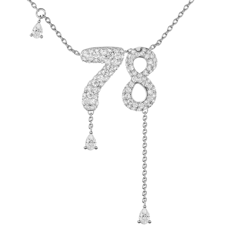 78 Pavé Diamond Numerology Necklace White Gold 15mm by Logan Hollowell Jewelry
