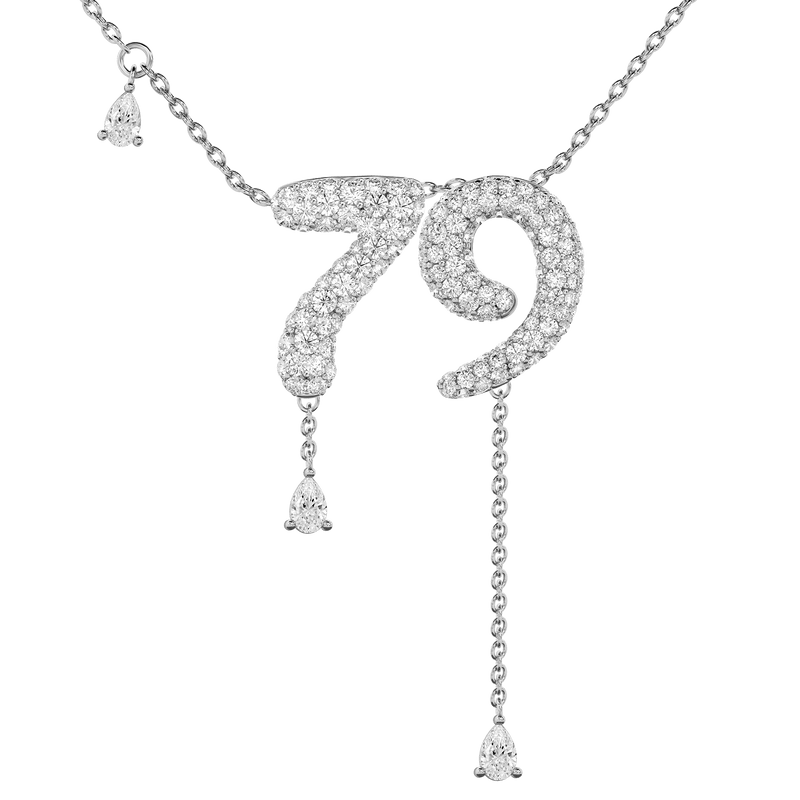 79 Pavé Diamond Numerology Necklace White Gold 15mm by Logan Hollowell Jewelry