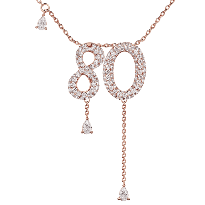80 Pavé Diamond Numerology Necklace Rose Gold 15mm by Logan Hollowell Jewelry