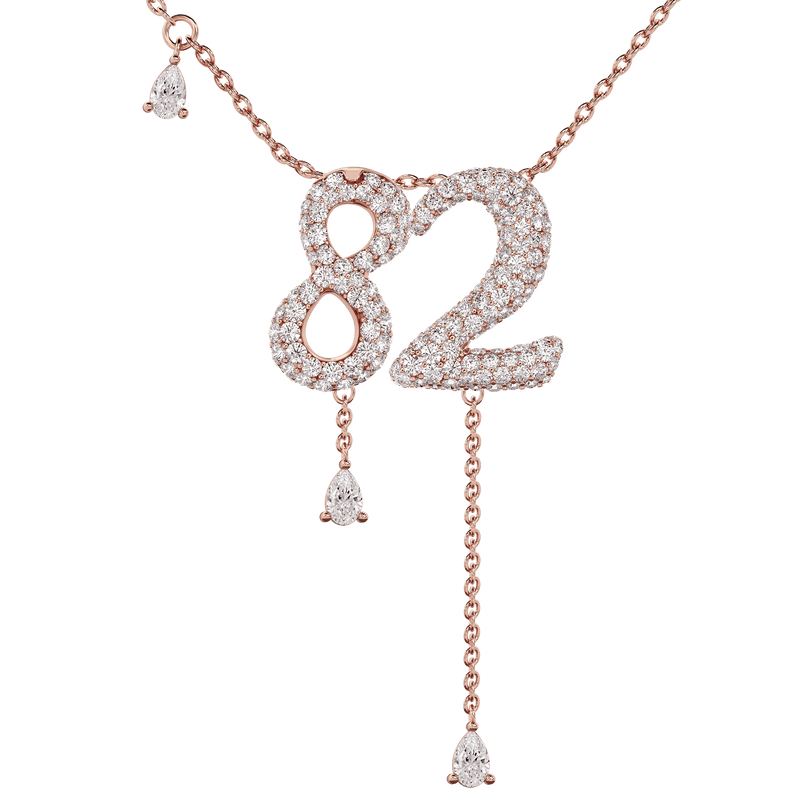82 Pavé Diamond Numerology Necklace Rose Gold 15mm by Logan Hollowell Jewelry