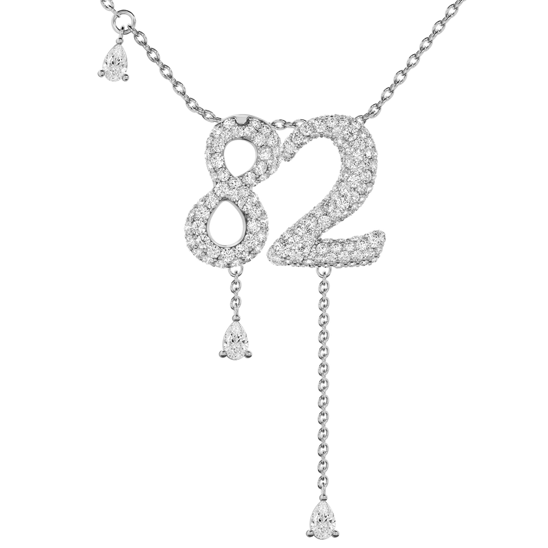 82 Pavé Diamond Numerology Necklace White Gold 15mm by Logan Hollowell Jewelry