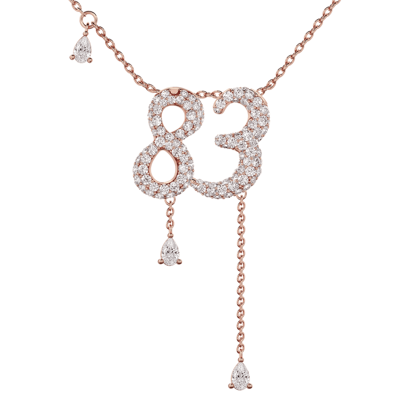 83 Pavé Diamond Numerology Necklace Rose Gold 15mm by Logan Hollowell Jewelry