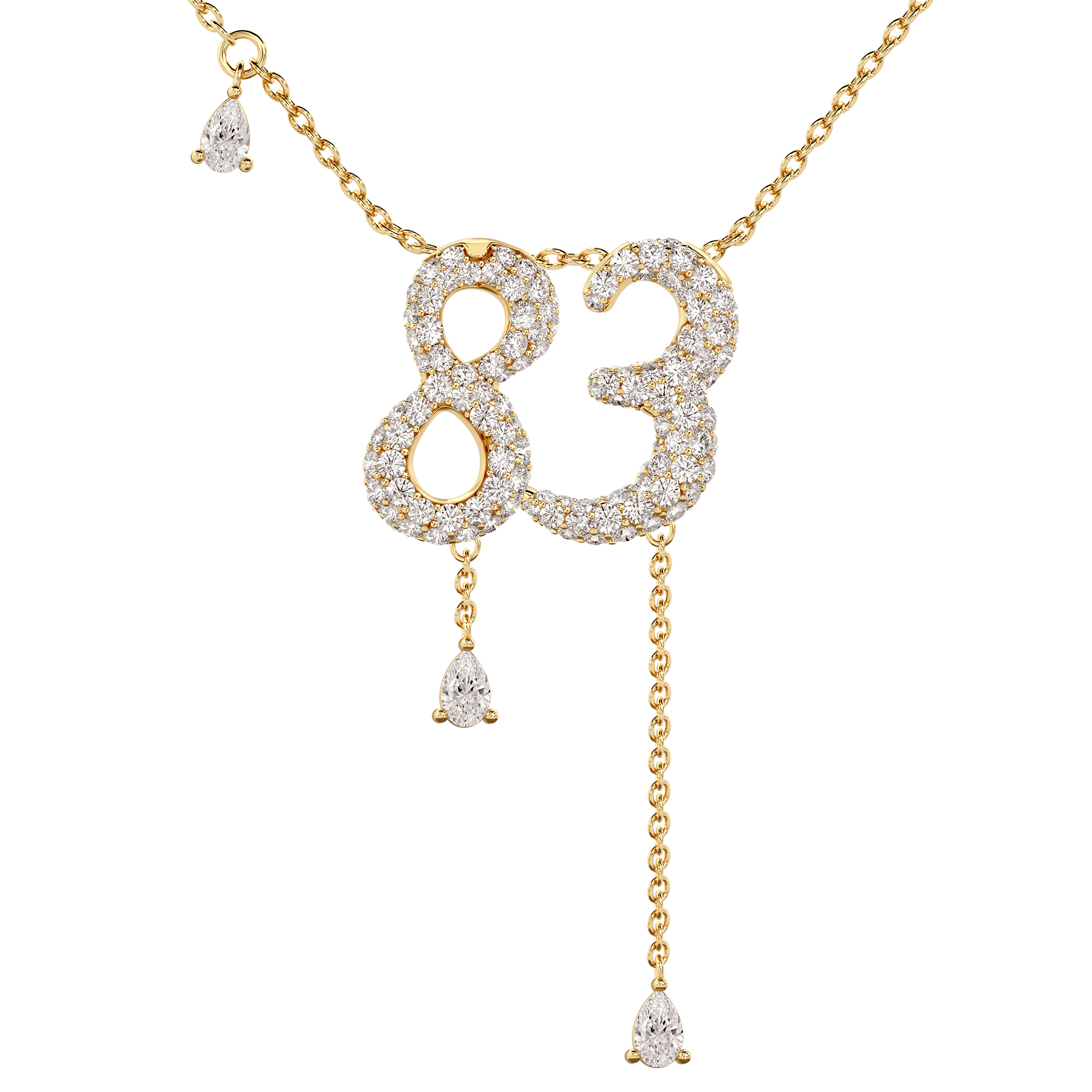 83 Pavé Diamond Numerology Necklace Yellow Gold 15mm by Logan Hollowell Jewelry
