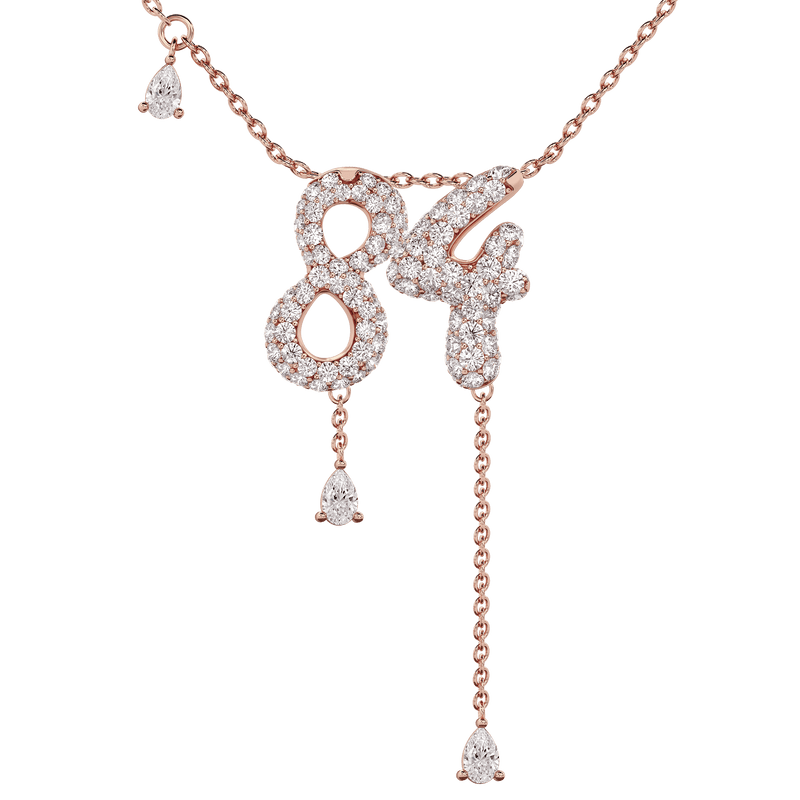84 Pavé Diamond Numerology Necklace Rose Gold 15mm by Logan Hollowell Jewelry