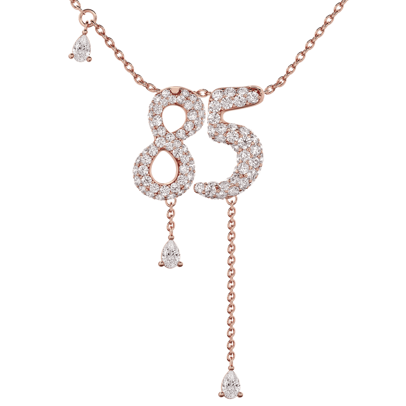 85 Pavé Diamond Numerology Necklace Rose Gold 15mm by Logan Hollowell Jewelry