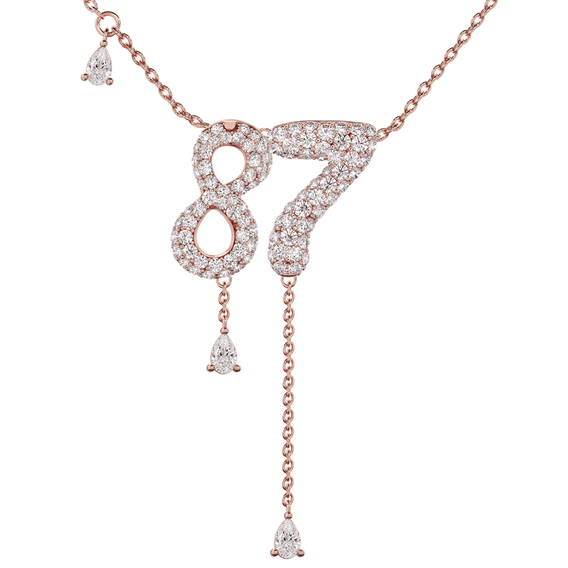 87 Pavé Diamond Numerology Necklace Rose Gold 15mm by Logan Hollowell Jewelry