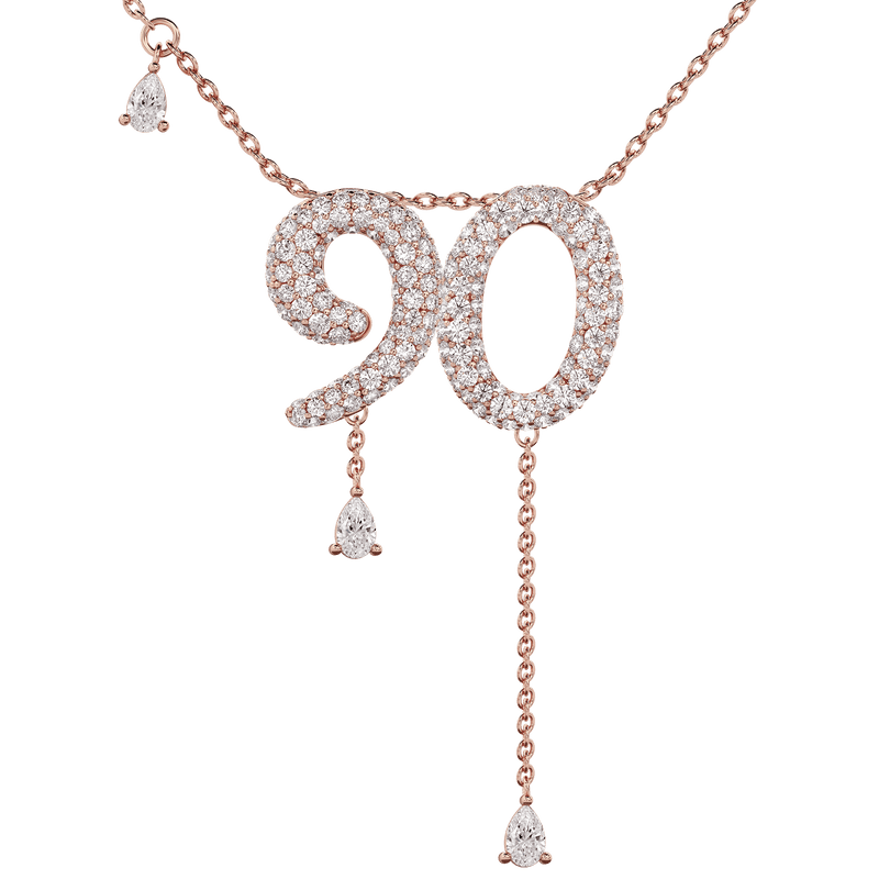 90 Pavé Diamond Numerology Necklace Rose Gold 15mm by Logan Hollowell Jewelry