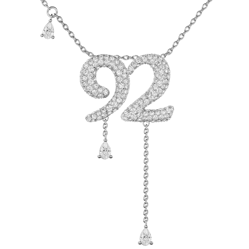 92 Pavé Diamond Numerology Necklace White Gold 15mm by Logan Hollowell Jewelry