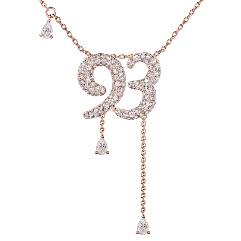93 Pavé Diamond Numerology Necklace Rose Gold 15mm by Logan Hollowell Jewelry