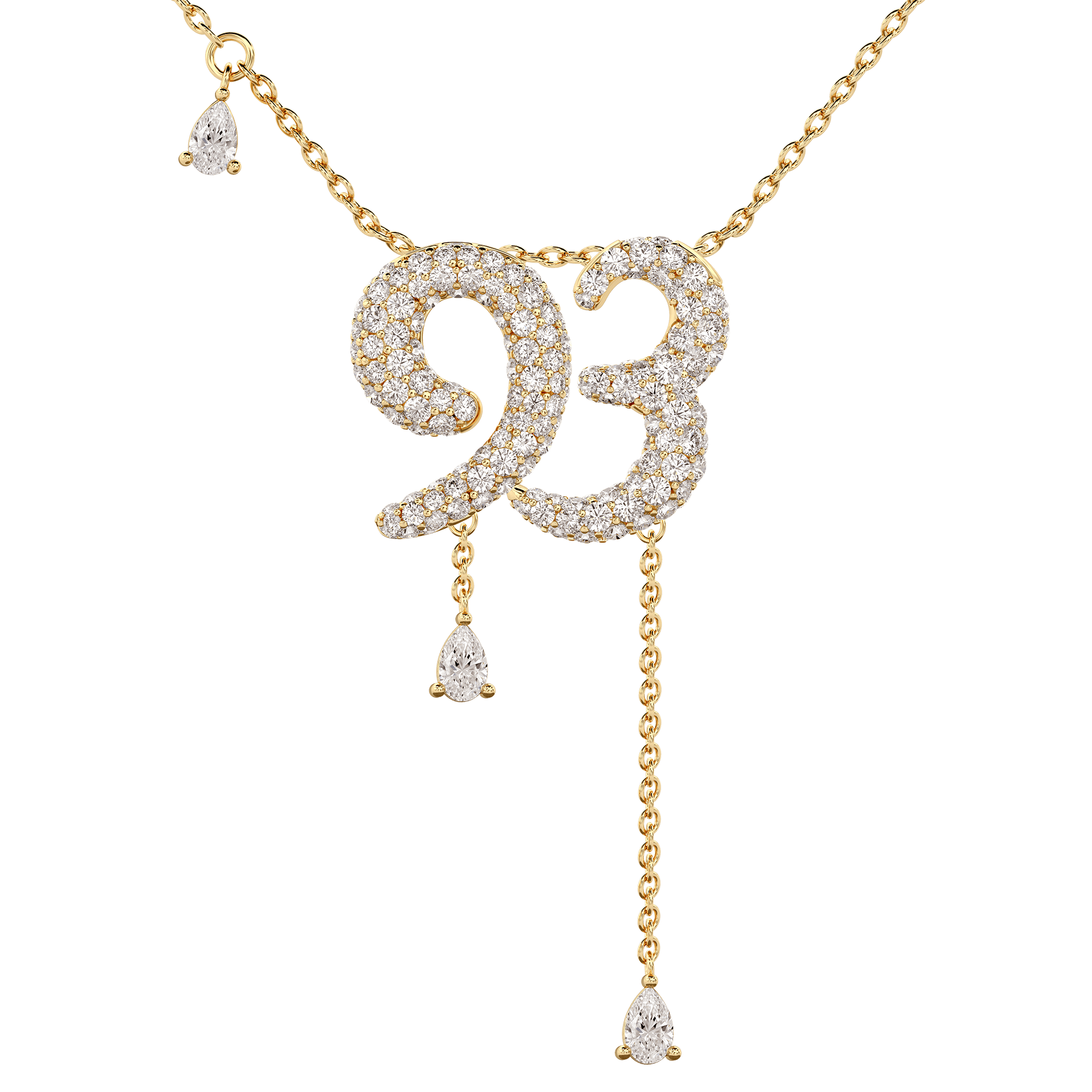 93 Pavé Diamond Numerology Necklace Yellow Gold 15mm by Logan Hollowell Jewelry
