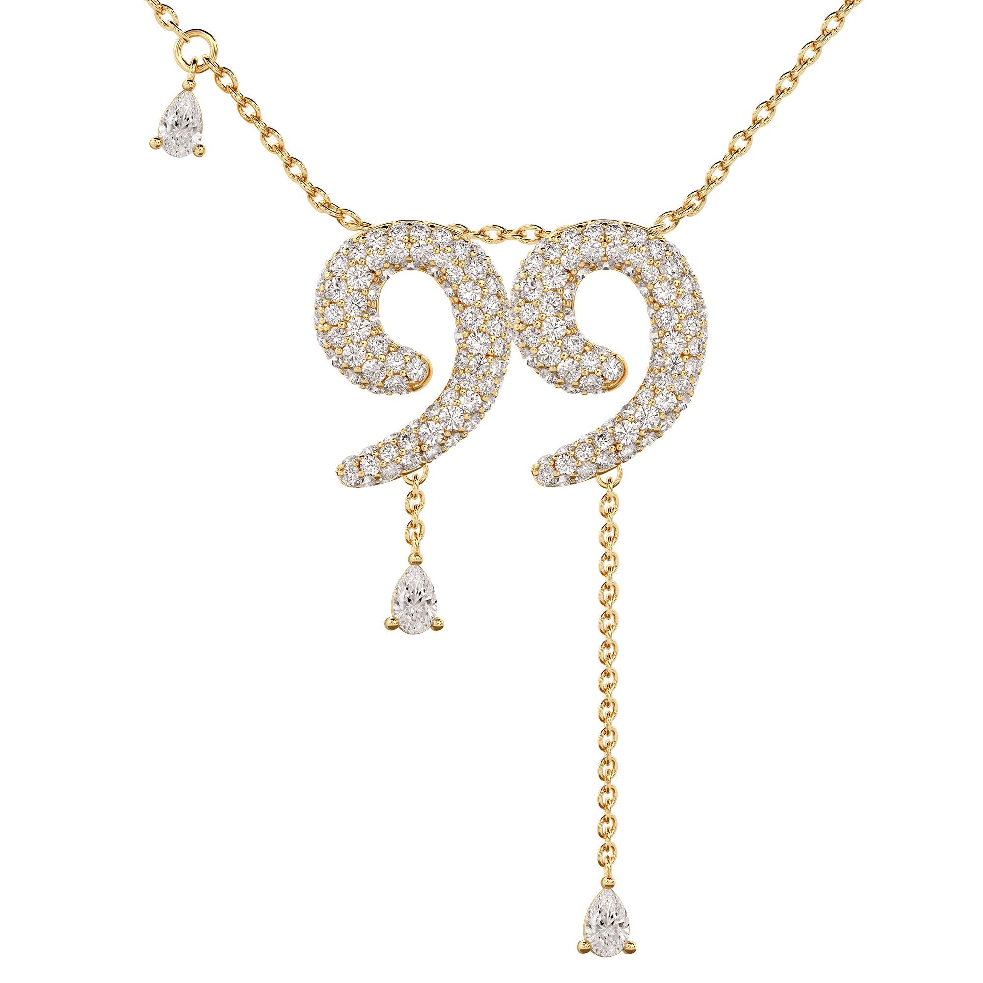 99 Pavé Diamond Numerology Necklace Yellow Gold 15mm by Logan Hollowell Jewelry