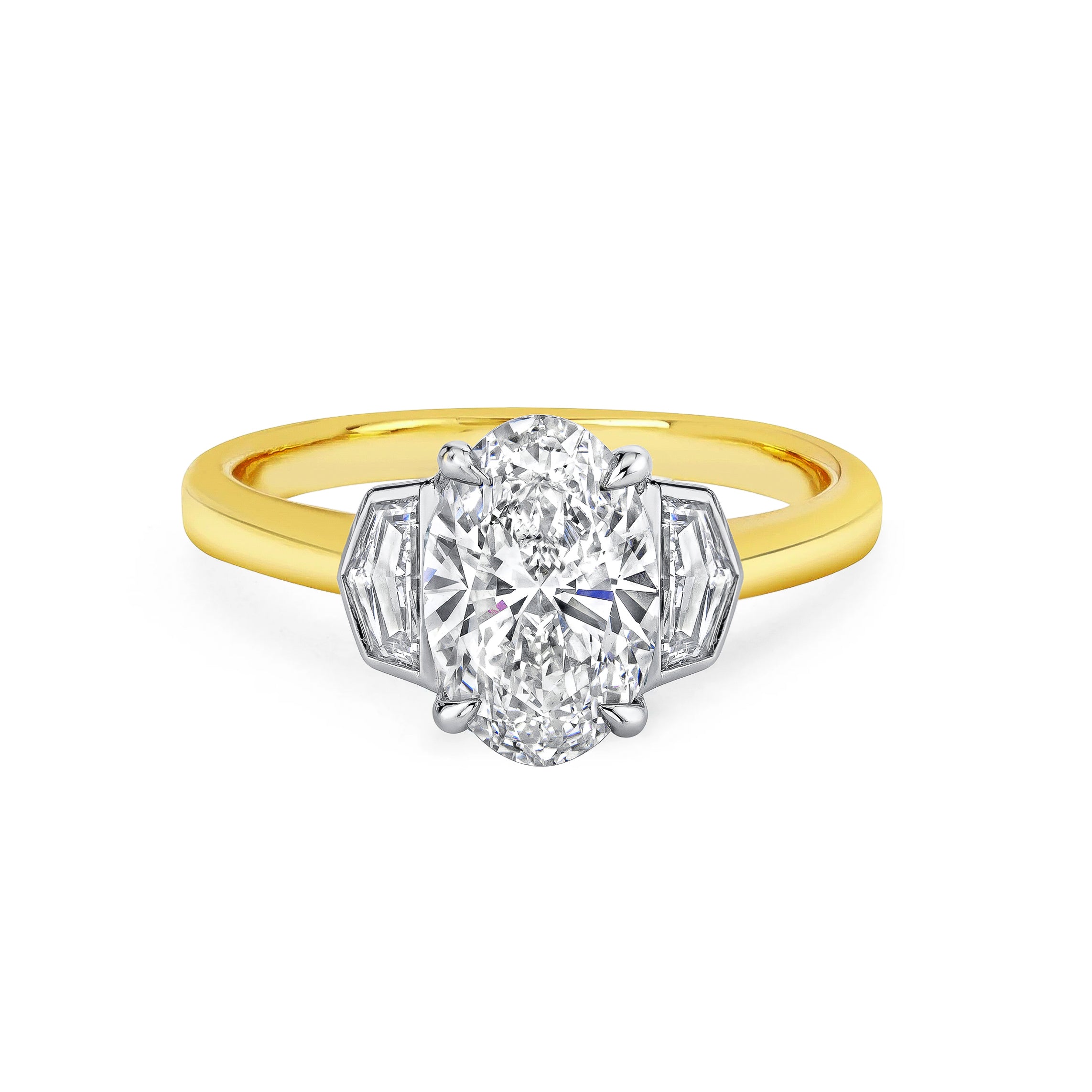 Oval Trinity With Cadillac Diamonds Setting | Ready to Ship Yellow Gold 5.5 by Logan Hollowell Jewelry