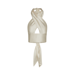 Athena Silk Wrap Top Pearl XS  by Logan Hollowell Jewelry