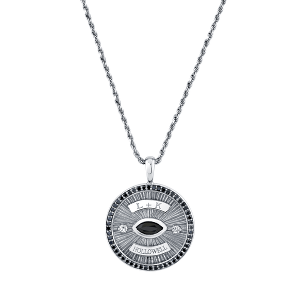 Men’s Eye of Protection Coin Pendant | Ready to Ship White Gold 18" by Logan Hollowell Jewelry