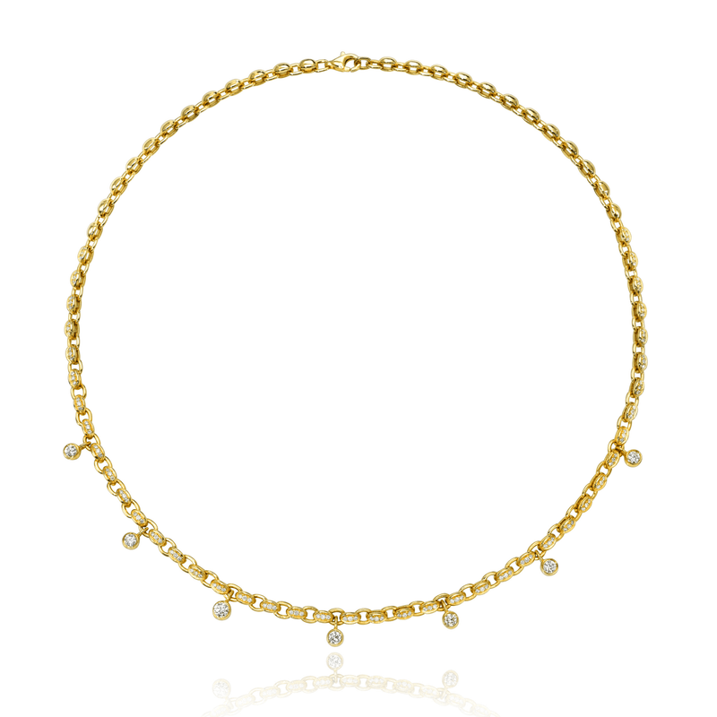 Baby Diamond Chain Gypsy Roma Choker | Ready to Ship Yellow Gold 15" by Logan Hollowell Jewelry
