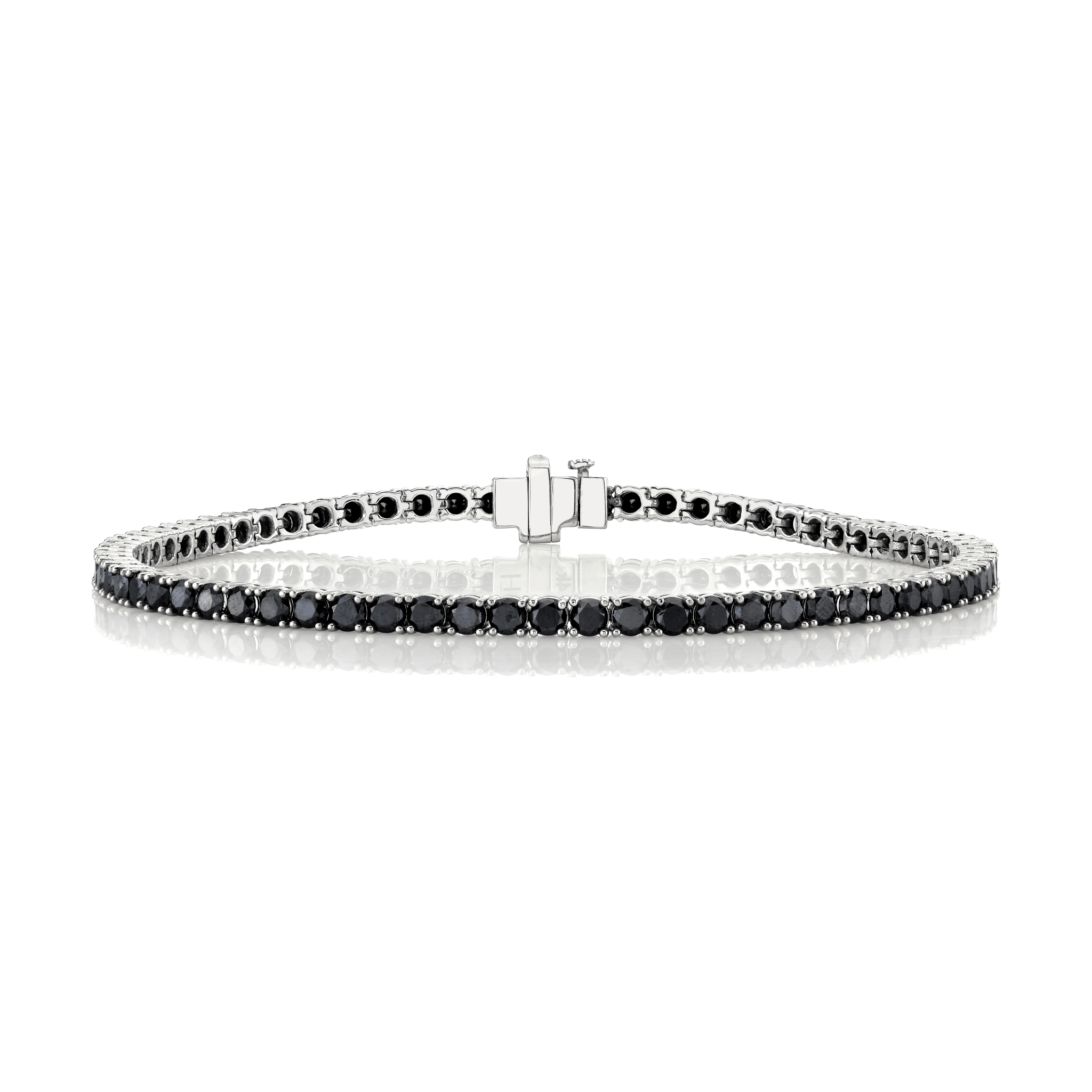 Men's Black Diamond Tennis Bracelet White Gold 8" by Logan Hollowell Jewelry
