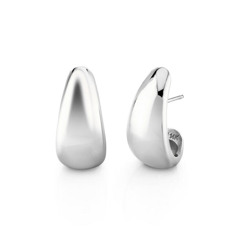 14K Large Tusk Earrings White Gold by Logan Hollowell Jewelry
