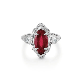 Queen Marquise Ruby Ring White Gold 3  by Logan Hollowell Jewelry