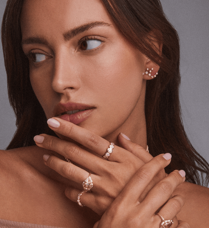 Petite Virgo Diamond Constellation Studs by Logan Hollowell Jewelry