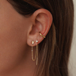 Baby Emerald Cut Diamond Thread Through Twinkle Earring | Ready to Ship    by Logan Hollowell Jewelry