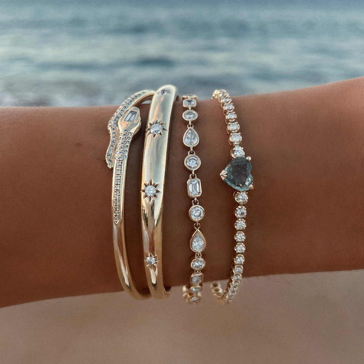 Star Set Rounded Diamond Bracelet by Logan Hollowell Jewelry