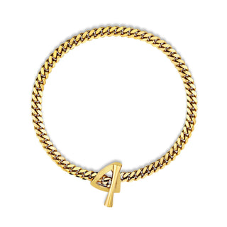 Mini Trillion Toggle Bracelet 6.5" Yellow Gold  by Logan Hollowell Jewelry