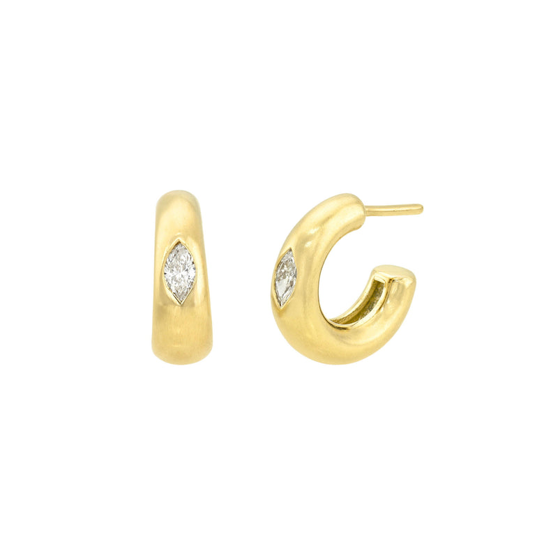 Angel Eye Diamond Hoop Earrings Yellow Gold by Logan Hollowell Jewelry