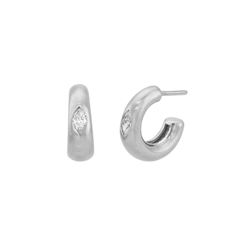 Angel Eye Diamond Hoop Earrings White Gold by Logan Hollowell Jewelry