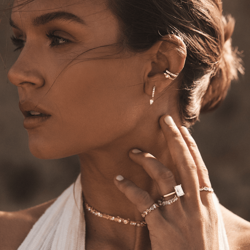 Kundalini Snake Coil Ear Cuff with Pavé Diamonds by Logan Hollowell Jewelry